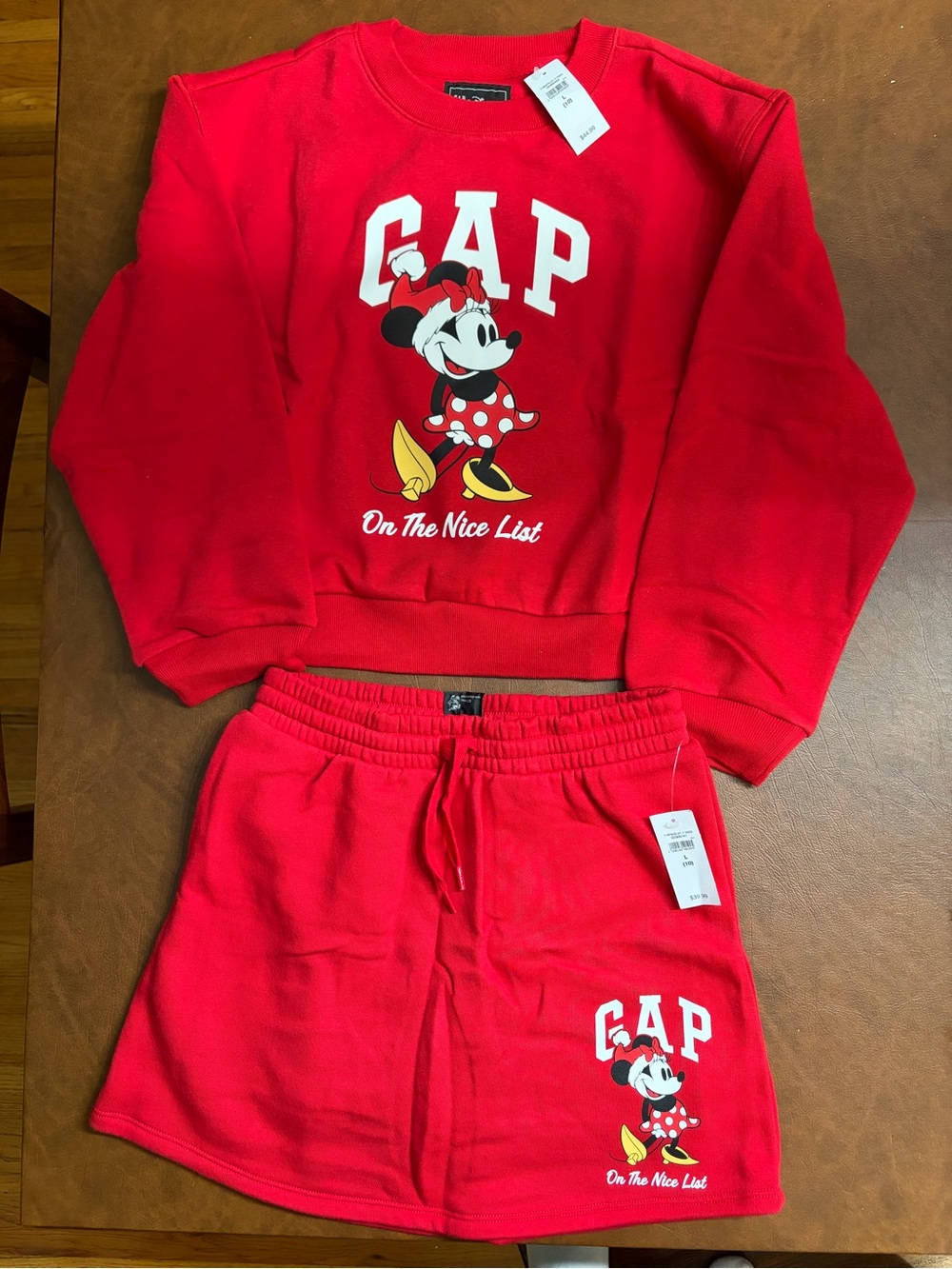 GAP Girls Red Minnie Mouse Sweatshirt & Skirt Set